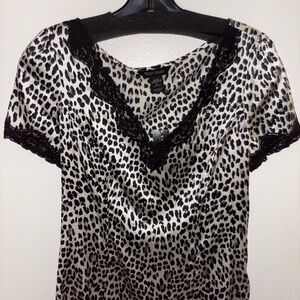 White House Black Market Black and White Animal Print Blouse